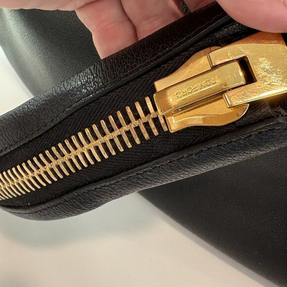 Retired  Tom Ford Jennifer Large Double Zip Shoulder Bag Black Grained Leather - Picture 14 of 16